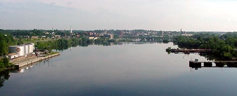 View of Bangor (left) from I-395 over Penobscot River